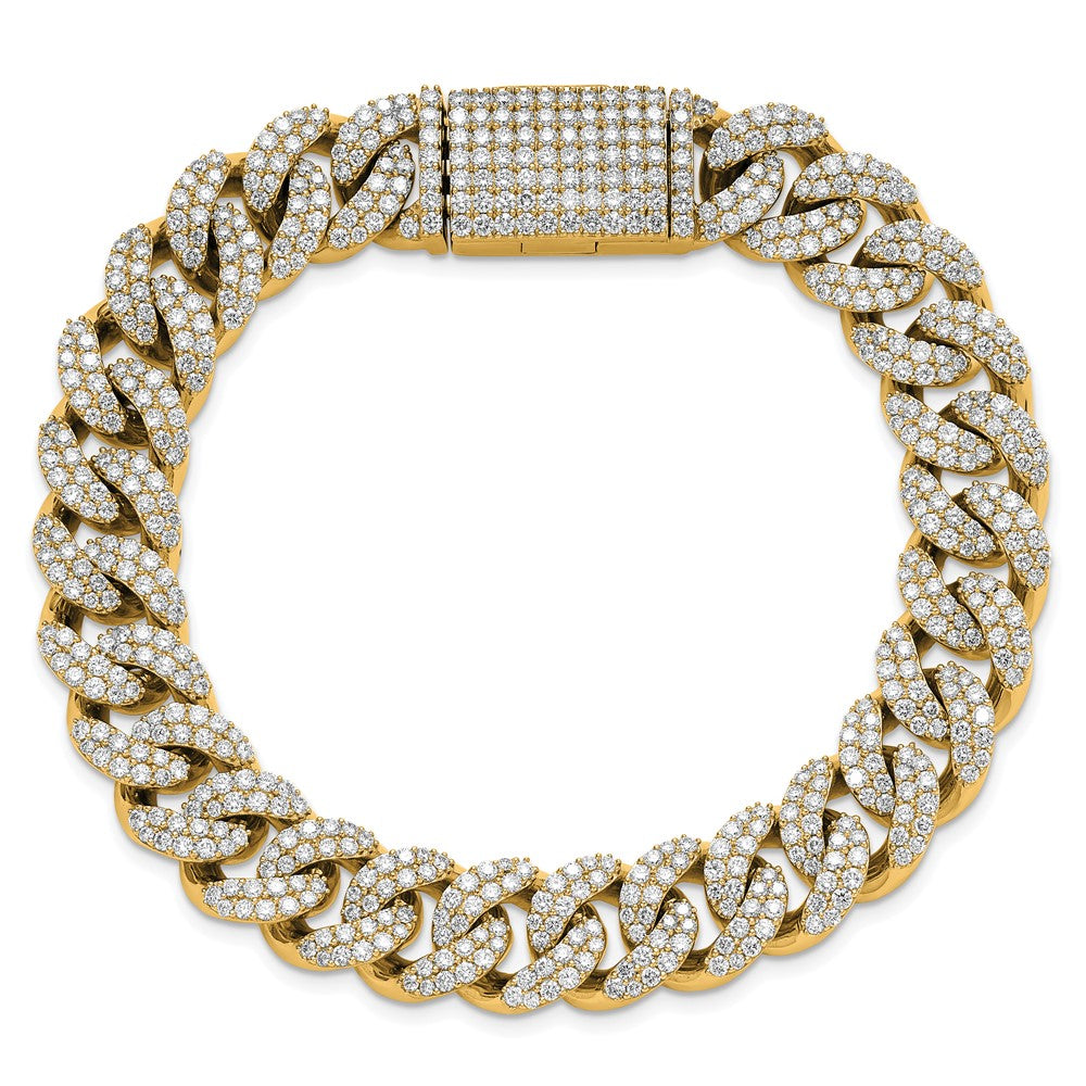 14k 9 1/6ct Lab Grown Dia VS/SI+ G+ Comp 4mm Pavé Cuban Link Bracelet