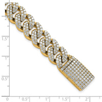 14k 9 1/6ct Lab Grown Dia VS+ F+ Comp 4mm Pavé Cuban Link Bracelet