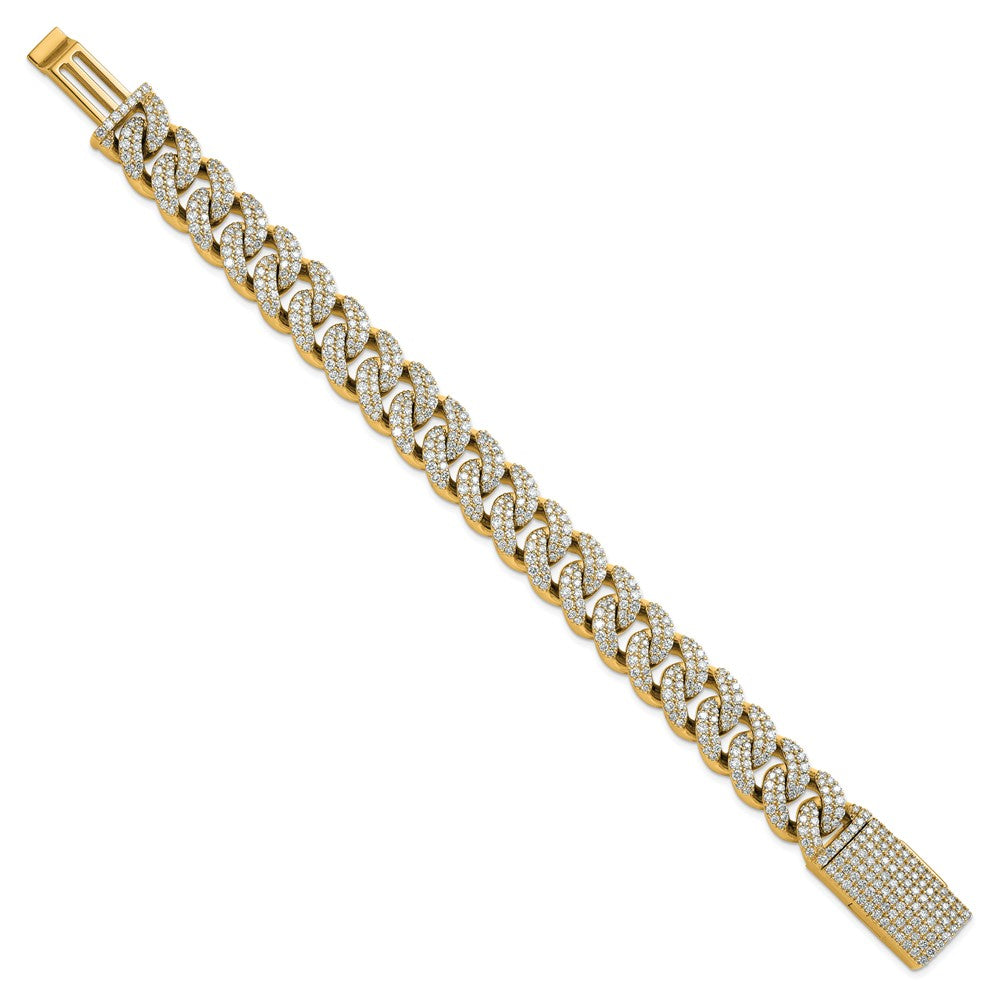 10k 11 3/8ct Lab Grown Dia VS+ F+ Comp 4mm Pavé Cuban Link Bracelet