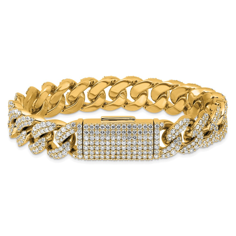 10k 11 3/8ct Lab Grown Dia VS+ F+ Comp 4mm Pavé Cuban Link Bracelet