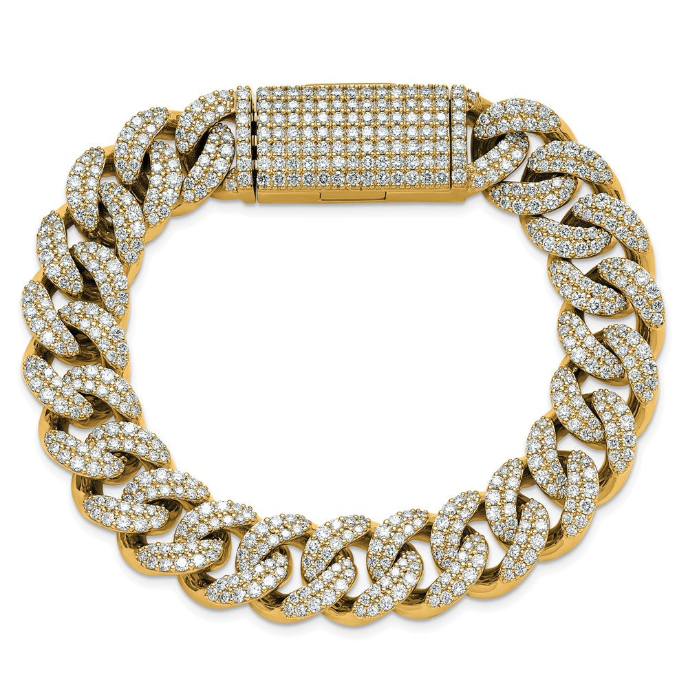 10k 11 3/8ct Lab Grown Dia VS+ F+ Comp 4mm Pavé Cuban Link Bracelet