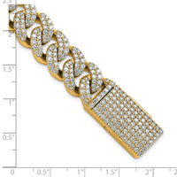 14k 11 3/8ct Lab Grown Dia VS/SI+ G+ Comp 4mm Pavé Cuban Link Bracelet