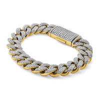 14k 11 3/8ct Lab Grown Dia VS/SI+ G+ Comp 4mm Pavé Cuban Link Bracelet