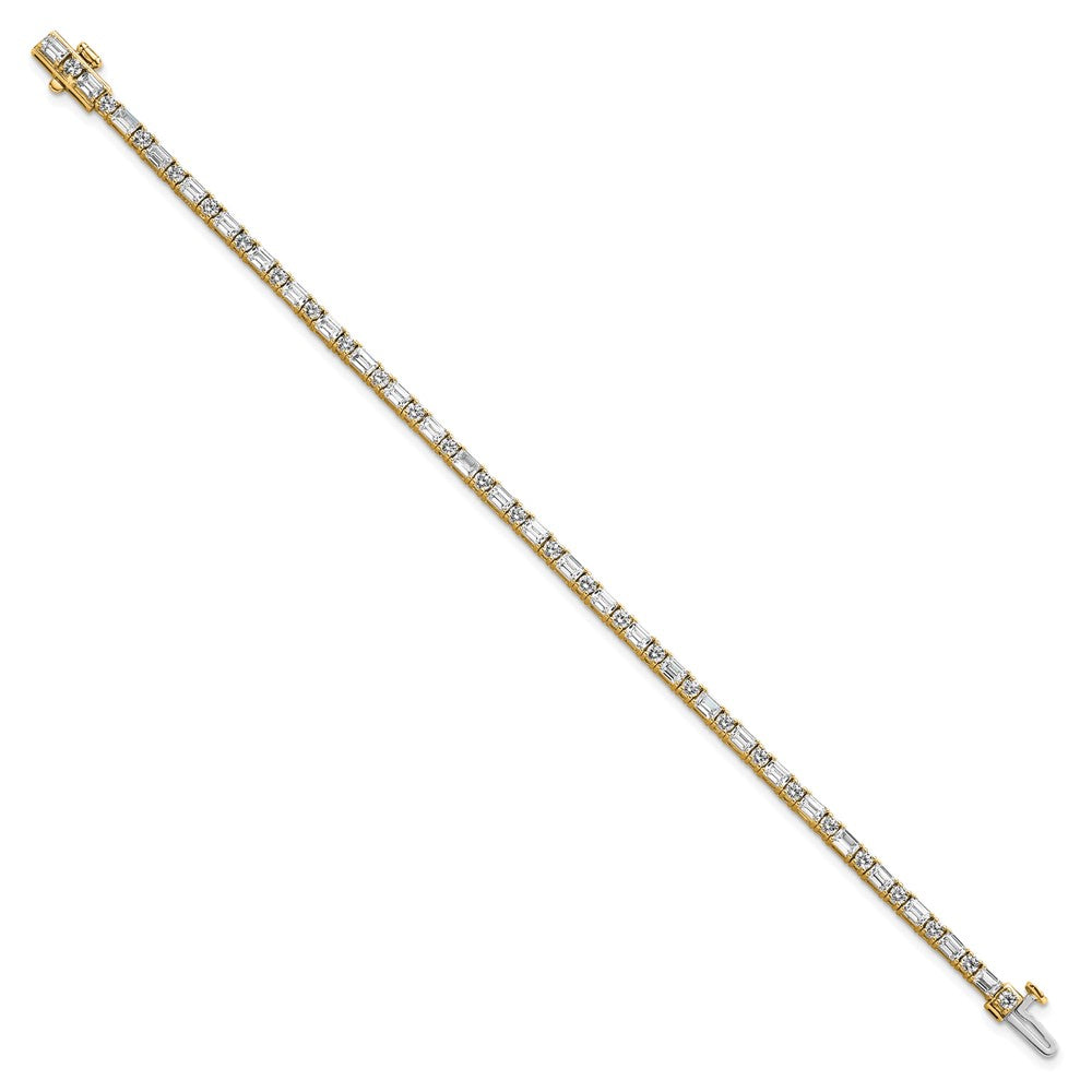 14k 5ct Cert Lab Grown Dia VS DEF Comp Emerald/Round Tennis Bracelet