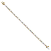 14k 5ct Cert Lab Grown Dia VS DEF Comp Emerald/Round Tennis Bracelet