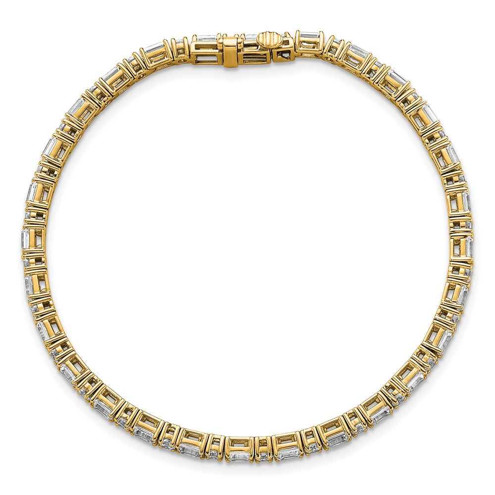 14k 5ct Cert Lab Grown Dia VS DEF Comp Emerald/Round Tennis Bracelet