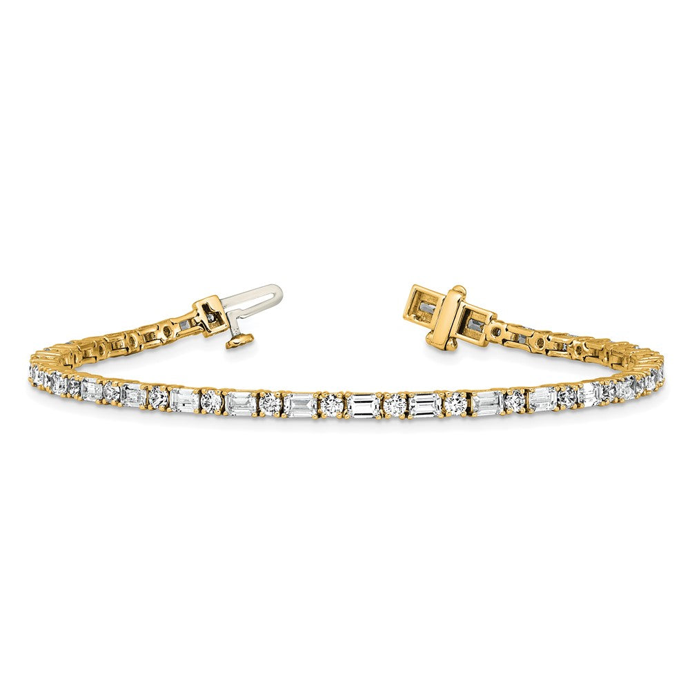 14k 4 7/8ct Cert Lab Grown Dia VS/SI+ G+ Comp Emerald/Round Tennis Bracelet