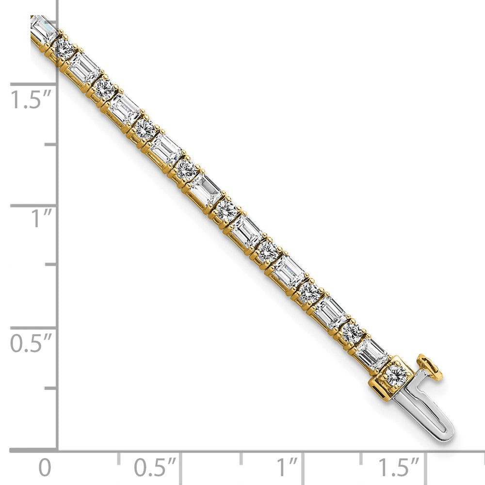 14k 5ct Cert Lab Grown Dia VS DEF Comp Emerald/Round Tennis Bracelet