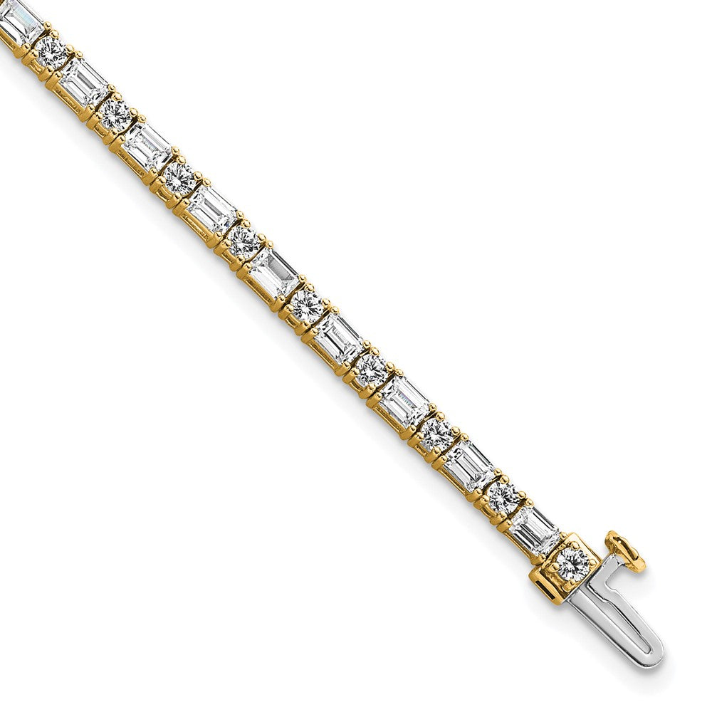 14k 5ct Cert Lab Grown Dia VS DEF Comp Emerald/Round Tennis Bracelet