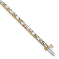 14k 5ct Cert Lab Grown Dia VS DEF Comp Emerald/Round Tennis Bracelet