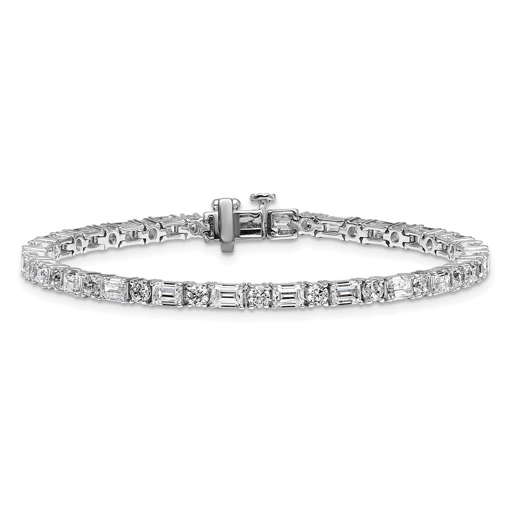14kw 7ct Lab Grown Dia VS/SI+ G+ Comp Emerald/Round Tennis Bracelet