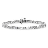 14kw 7ct Lab Grown Dia VS/SI+ G+ Comp Emerald/Round Tennis Bracelet