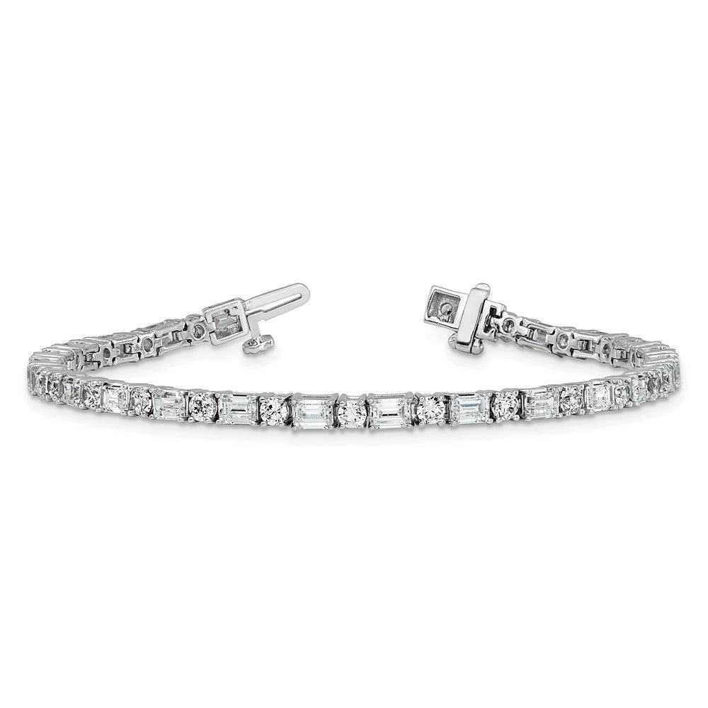 14kw 7ct Lab Grown Dia VS/SI+ G+ Comp Emerald/Round Tennis Bracelet