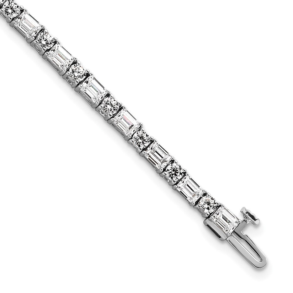 14kw 7ct Cert Lab Grown Dia VS/SI+ G+ Comp Emerald/Round Tennis Bracelet