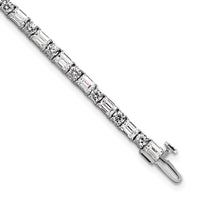 14kw 7ct Cert Lab Grown Dia VS/SI+ G+ Comp Emerald/Round Tennis Bracelet