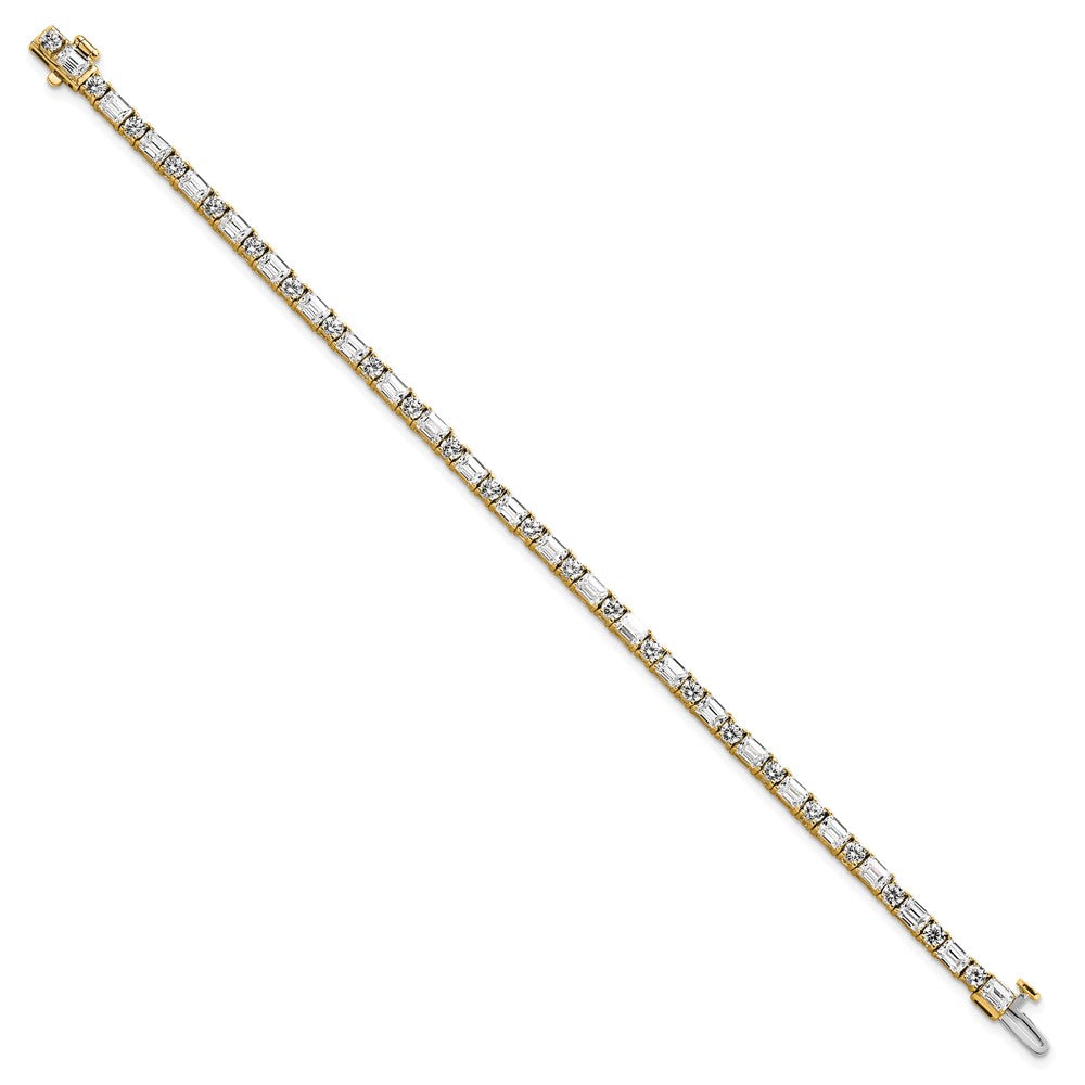 14k 7ct Lab Grown Dia VS/SI+ G+ Comp Emerald/Round Tennis Bracelet