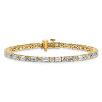 14k 7ct Cert Lab Grown Dia VS+ F+ Comp Emerald/Round Tennis Bracelet