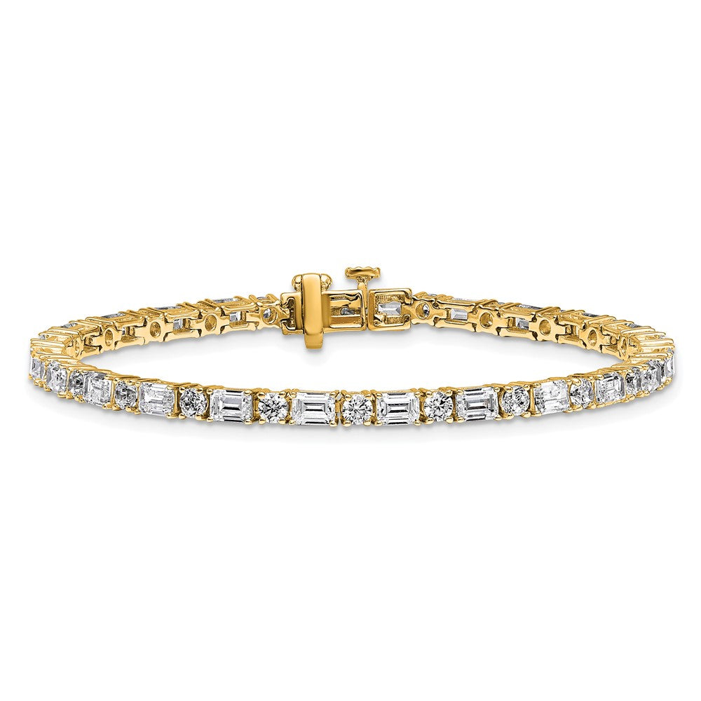 14k 7ct Cert Lab Grown Dia VS/SI+ G+ Comp Emerald/Round Tennis Bracelet