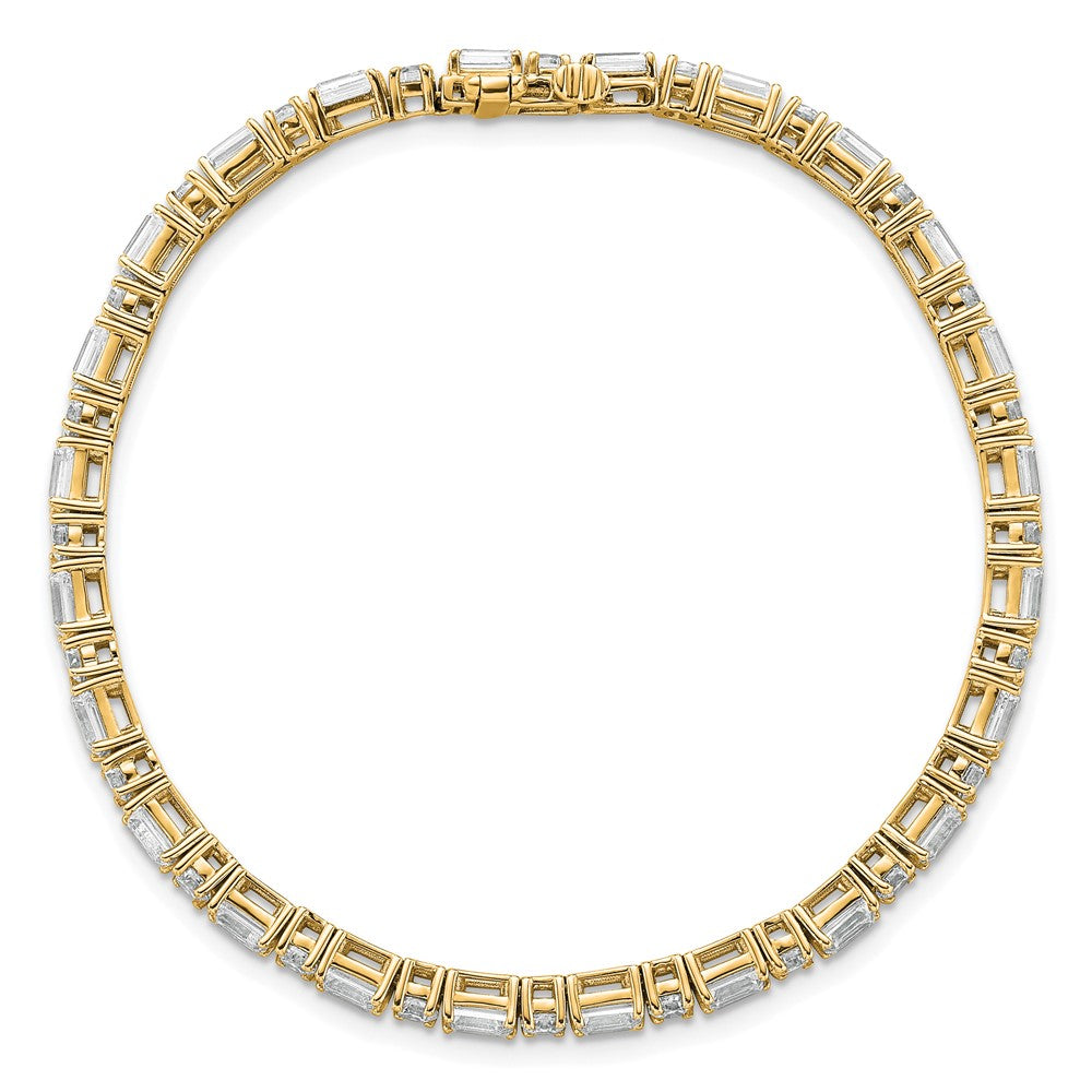 14k 7ct Lab Grown Dia VS/SI+ G+ Comp Emerald/Round Tennis Bracelet