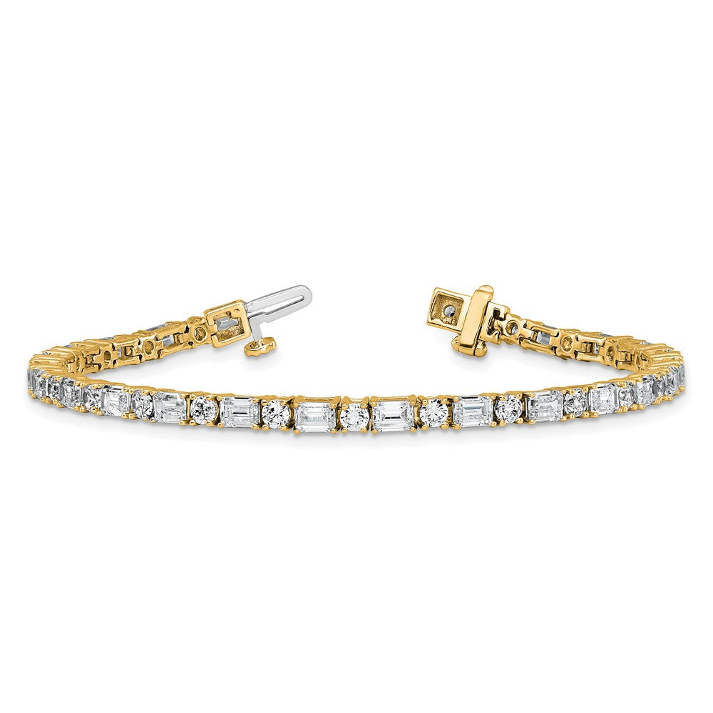 14k 7ct Lab Grown Dia VS/SI+ G+ Comp Emerald/Round Tennis Bracelet