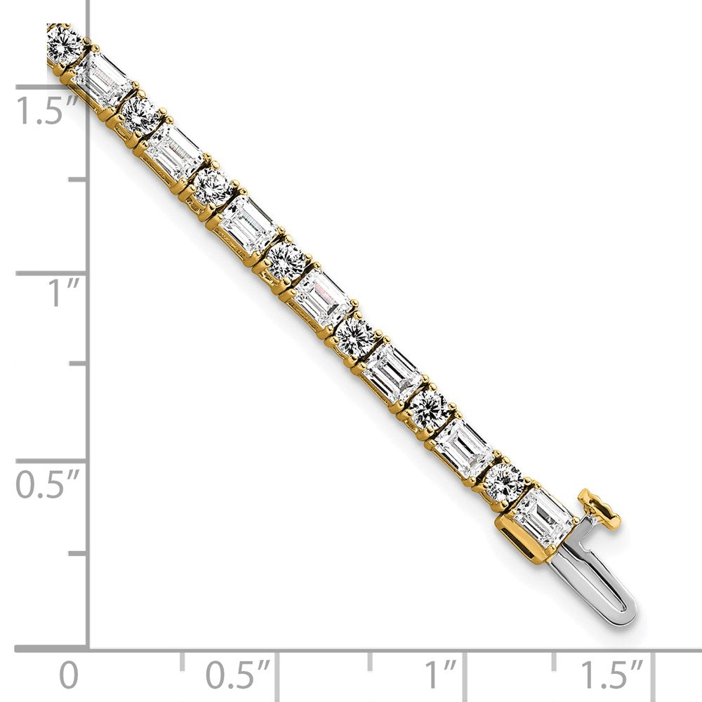 14k 7ct Cert Lab Grown Dia VS+ F+ Comp Emerald/Round Tennis Bracelet