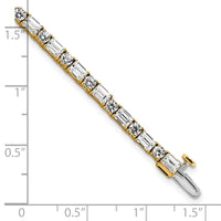14k 7ct Lab Grown Dia VS/SI+ G+ Comp Emerald/Round Tennis Bracelet
