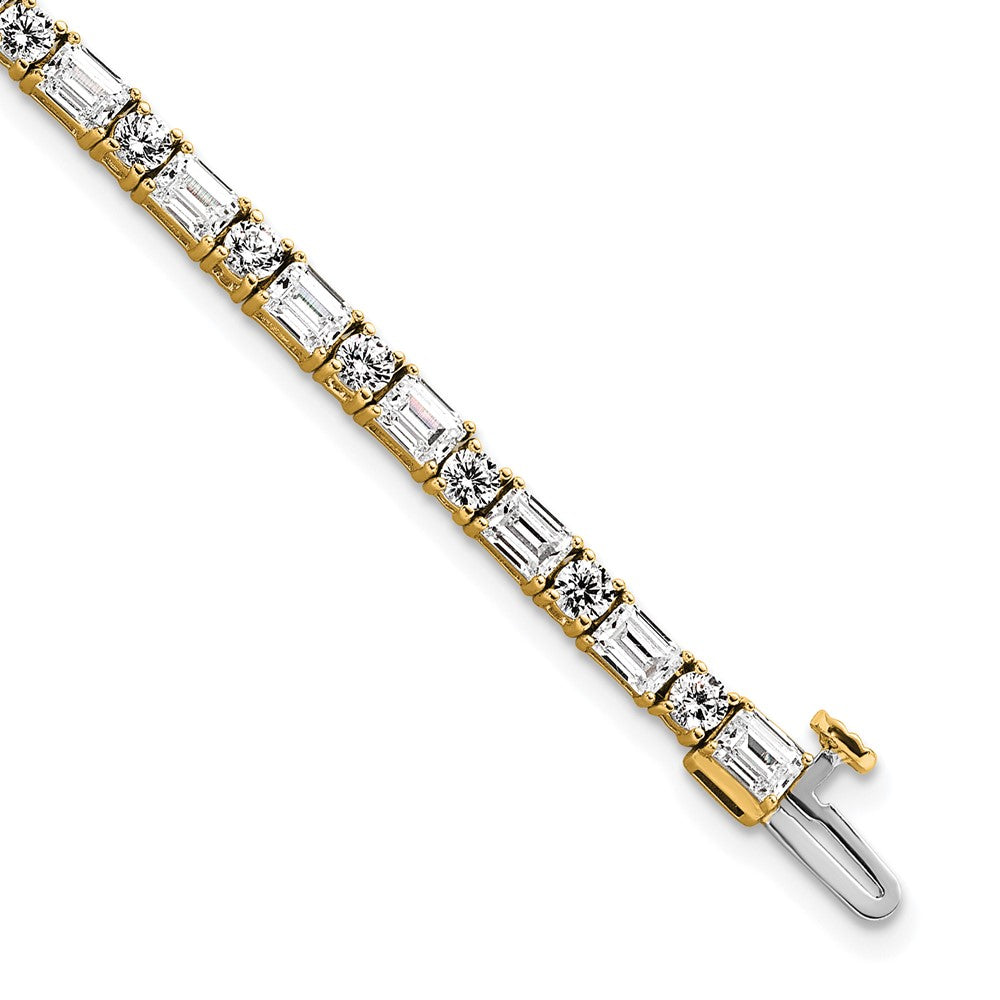 14k 7ct Lab Grown Dia VS/SI+ G+ Comp Emerald/Round Tennis Bracelet