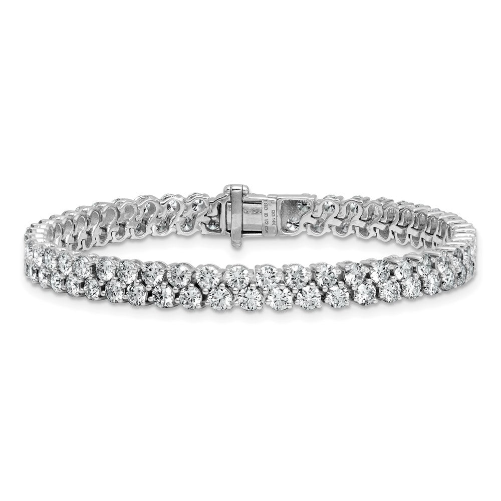14kw 10 1/2ct Lab Grown Dia VS+ F+ Comp Round 2 Row Tennis Bracelet