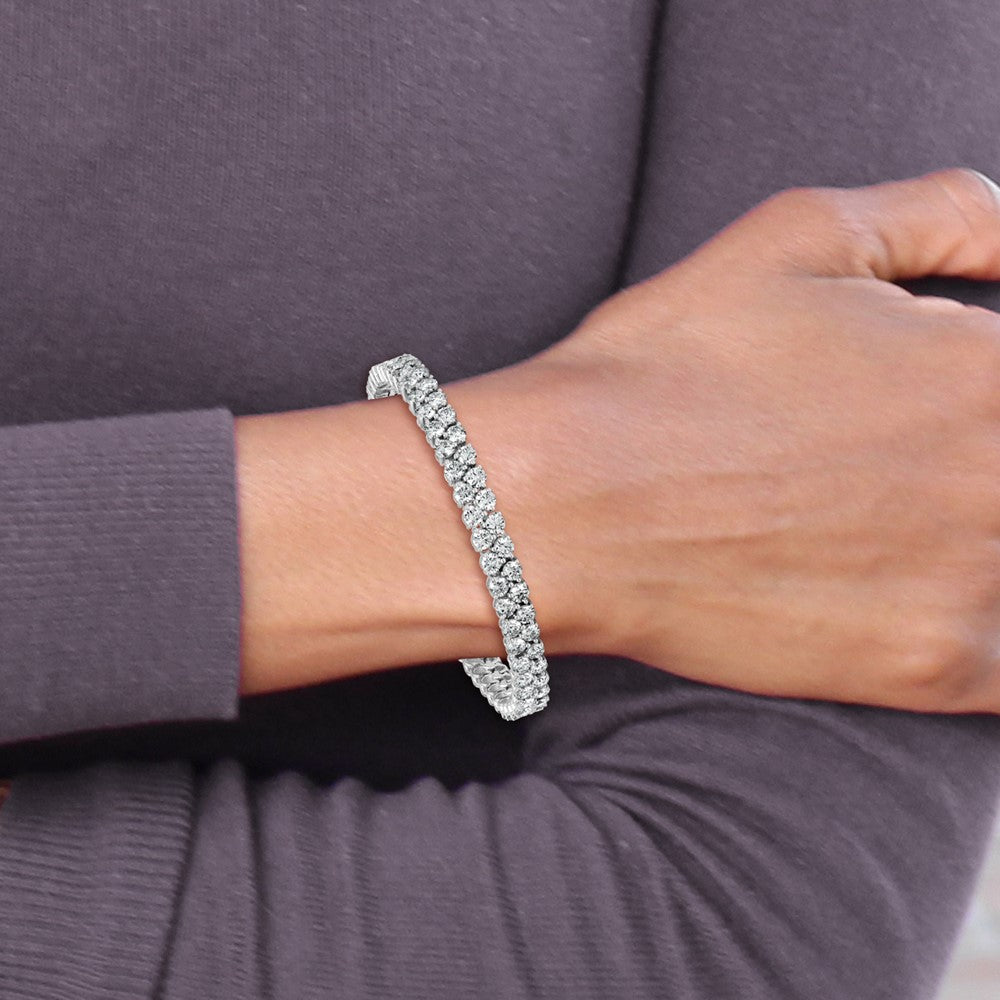 14kw 10 1/2ct Lab Grown Dia VS+ F+ Comp Round 2 Row Tennis Bracelet
