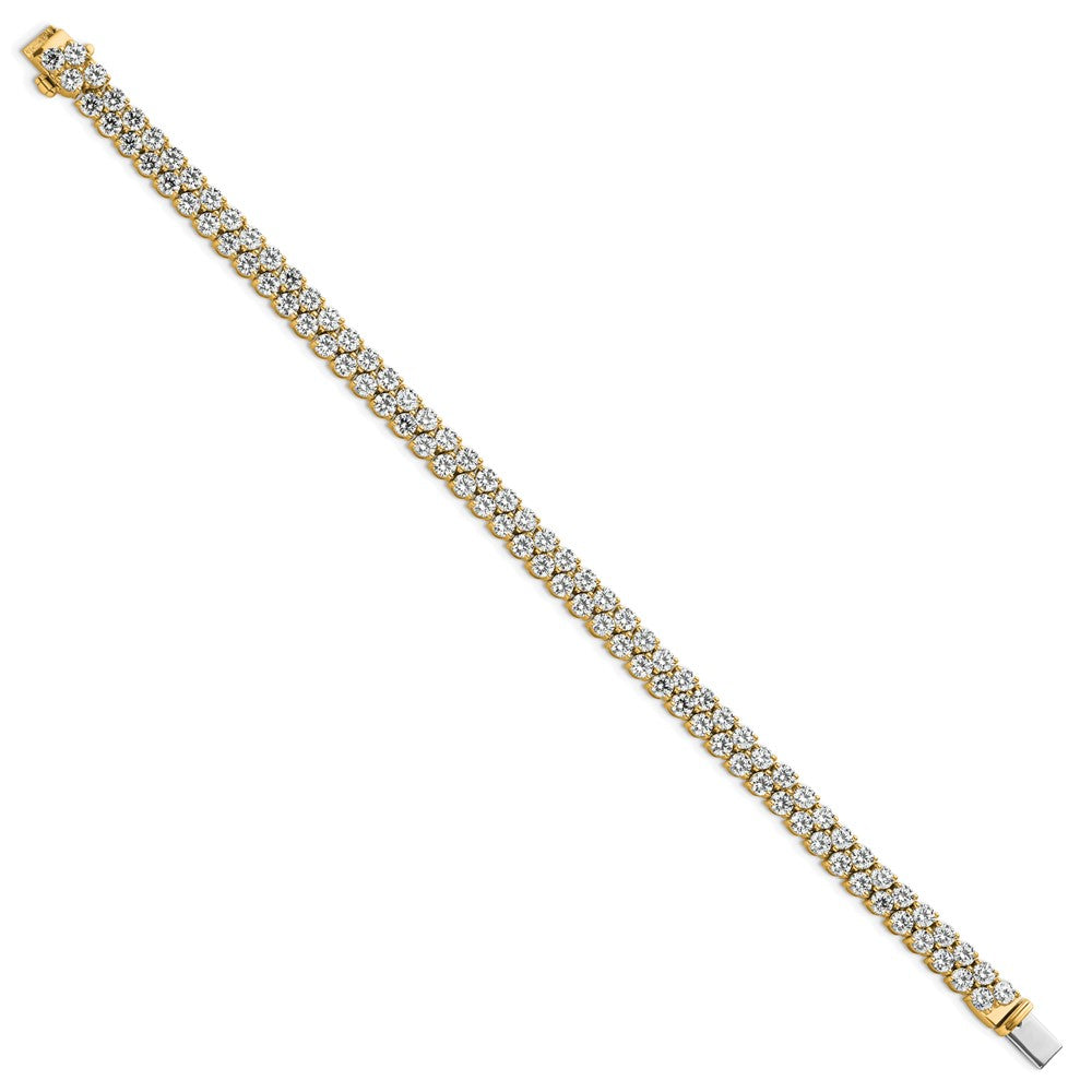 14k 10 1/2ct Lab Grown Dia VS+ F+ Comp Round 2 Row Tennis Bracelet