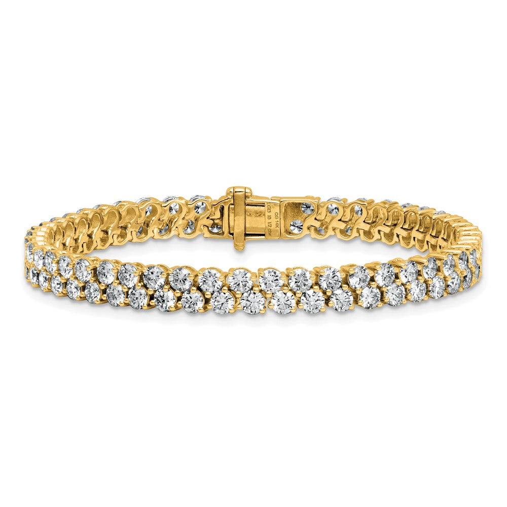 14k 10 1/2ct Lab Grown Dia VS+ F+ Comp Round 2 Row Tennis Bracelet