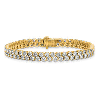 14k 10 1/2ct Lab Grown Dia VS+ F+ Comp Round 2 Row Tennis Bracelet