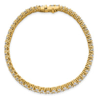 14k 10 1/2ct Lab Grown Dia VS+ F+ Comp Round 2 Row Tennis Bracelet