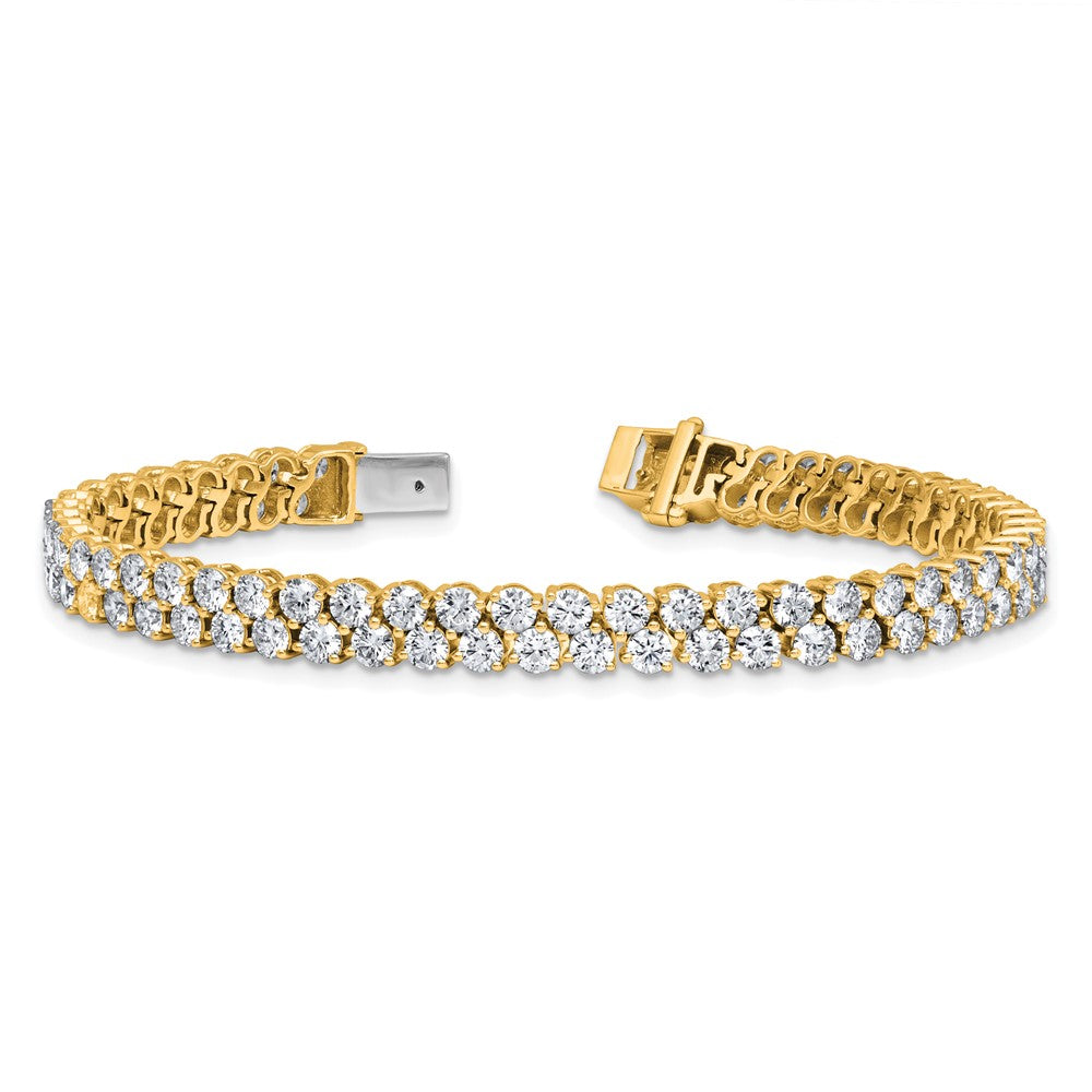 14k 10 1/2ct Lab Grown Dia VS+ F+ Comp Round 2 Row Tennis Bracelet