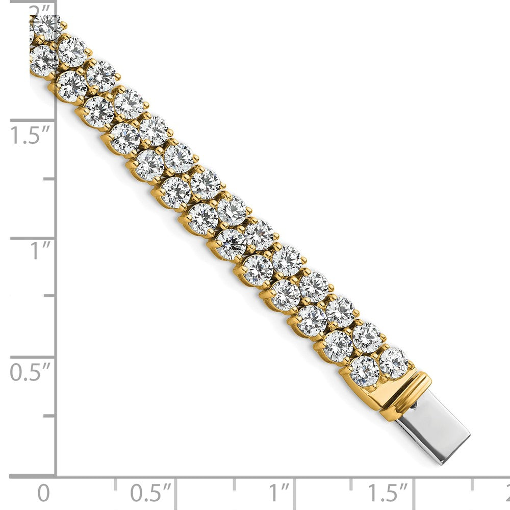 14k 10 1/2ct Lab Grown Dia VS+ F+ Comp Round 2 Row Tennis Bracelet