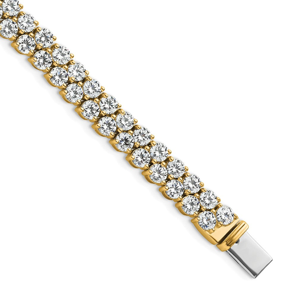 14k 10 1/2ct Lab Grown Dia VS+ F+ Comp Round 2 Row Tennis Bracelet
