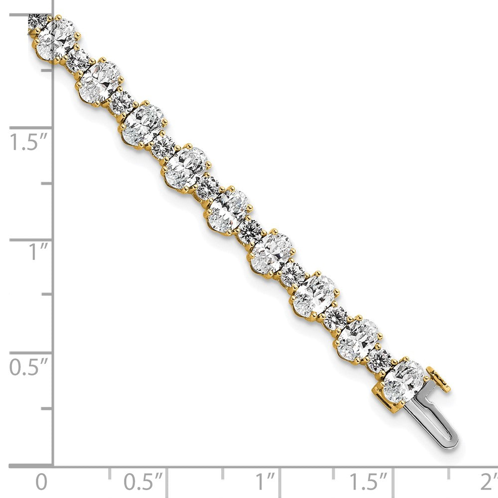 14k 11ct Lab Grown Diamond VS+ F+ Oval/Round Tennis Bracelet