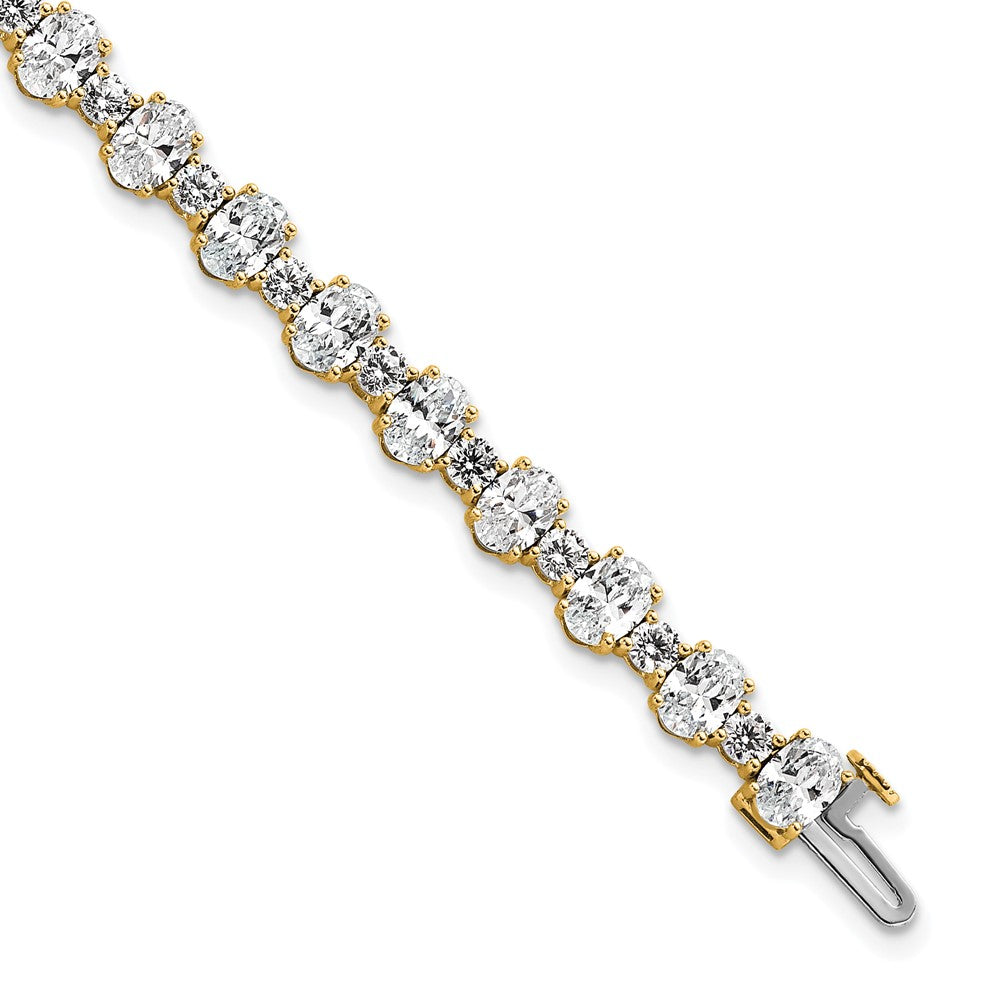 14k 11ct Lab Grown Diamond VS+ F+ Oval/Round Tennis Bracelet