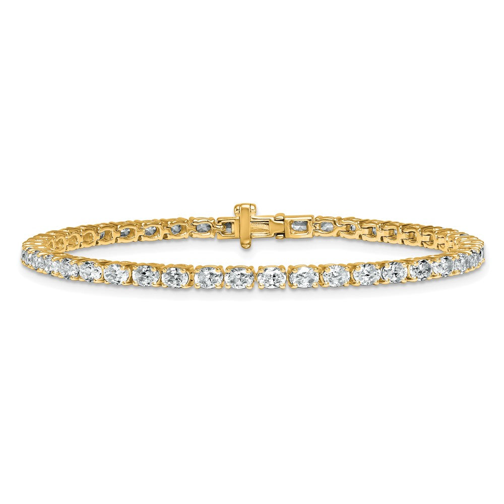 14k 5ct Lab Grown Dia VS+ F+ Comp Oval Tennis Bracelet