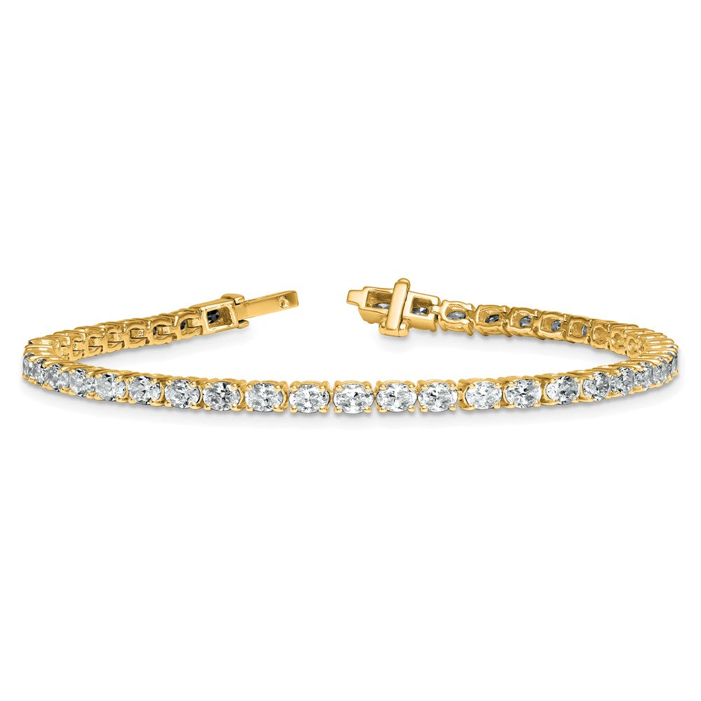14k 5ct Lab Grown Dia VS+ F+ Comp Oval Tennis Bracelet