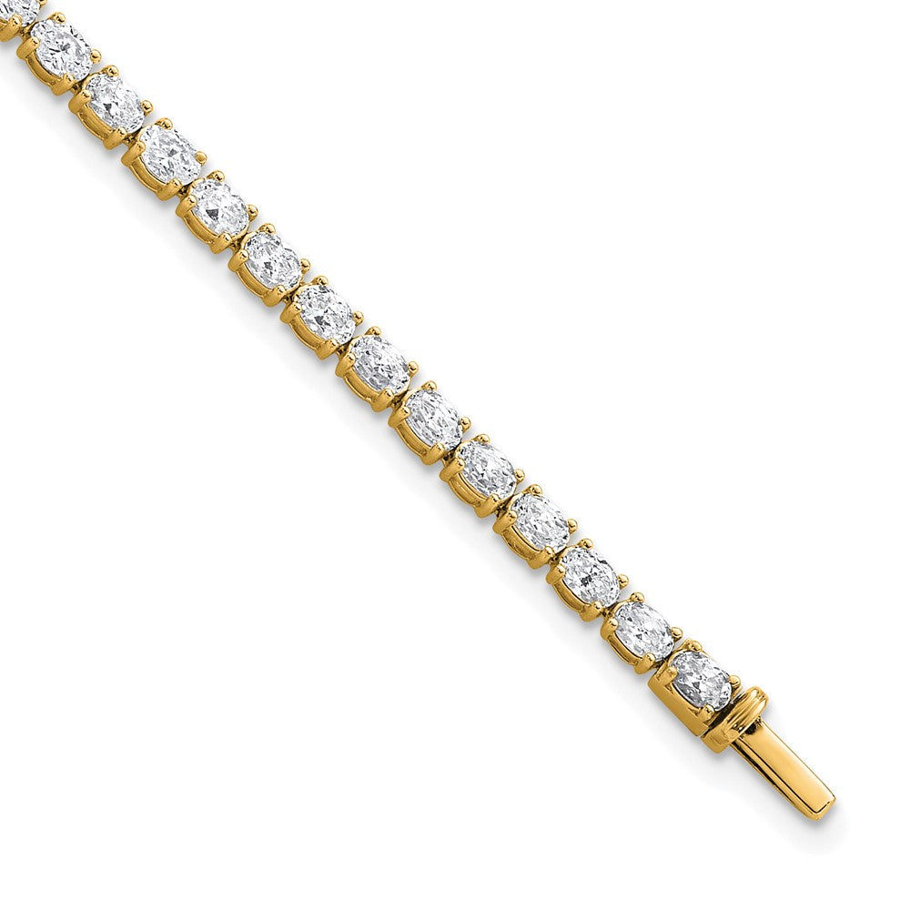 14k 5ct Lab Grown Dia VS+ F+ Comp Oval Tennis Bracelet