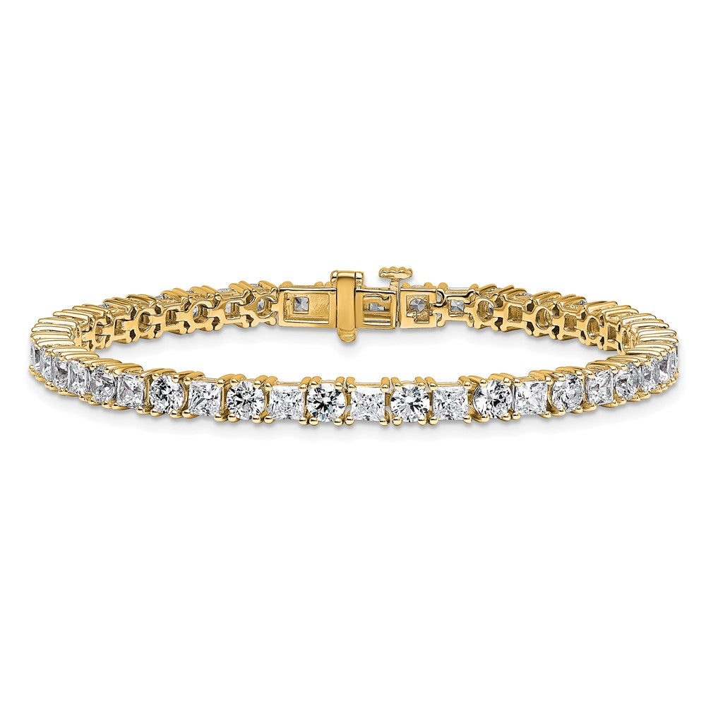 14k 10ct Lab Grown Dia VS+ F+ Comp Princess/Round Tennis Bracelet