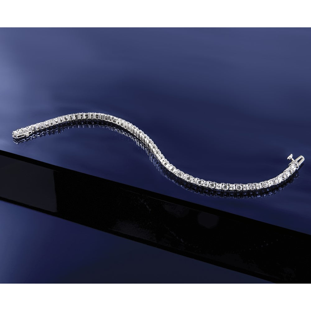 14kw 5ct Lab Grown Dia VS+ F+ Comp Princess/Round Tennis Bracelet