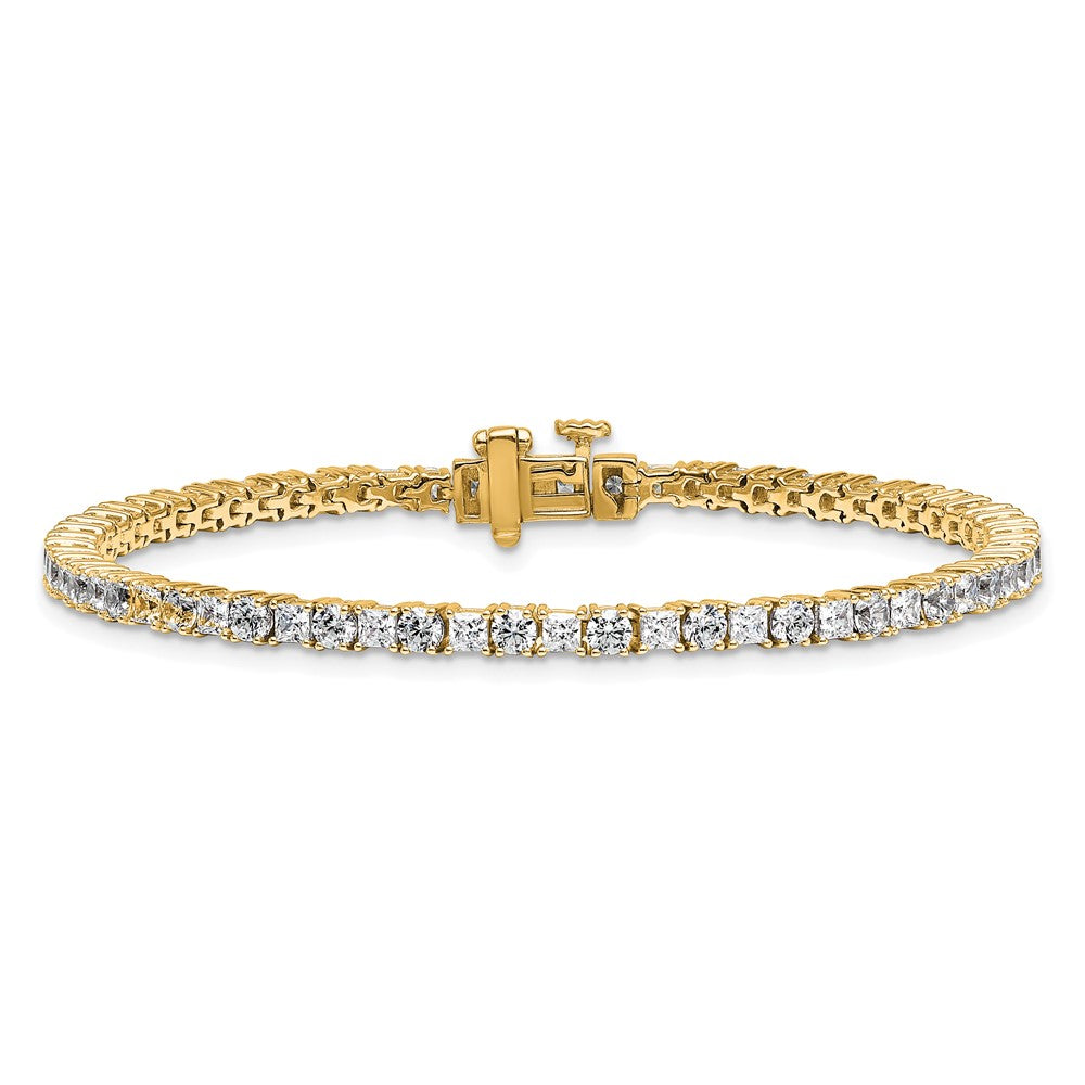 14k 5ct Lab Grown Dia VS/SI+ G+ Comp Princess/Round Tennis Bracelet