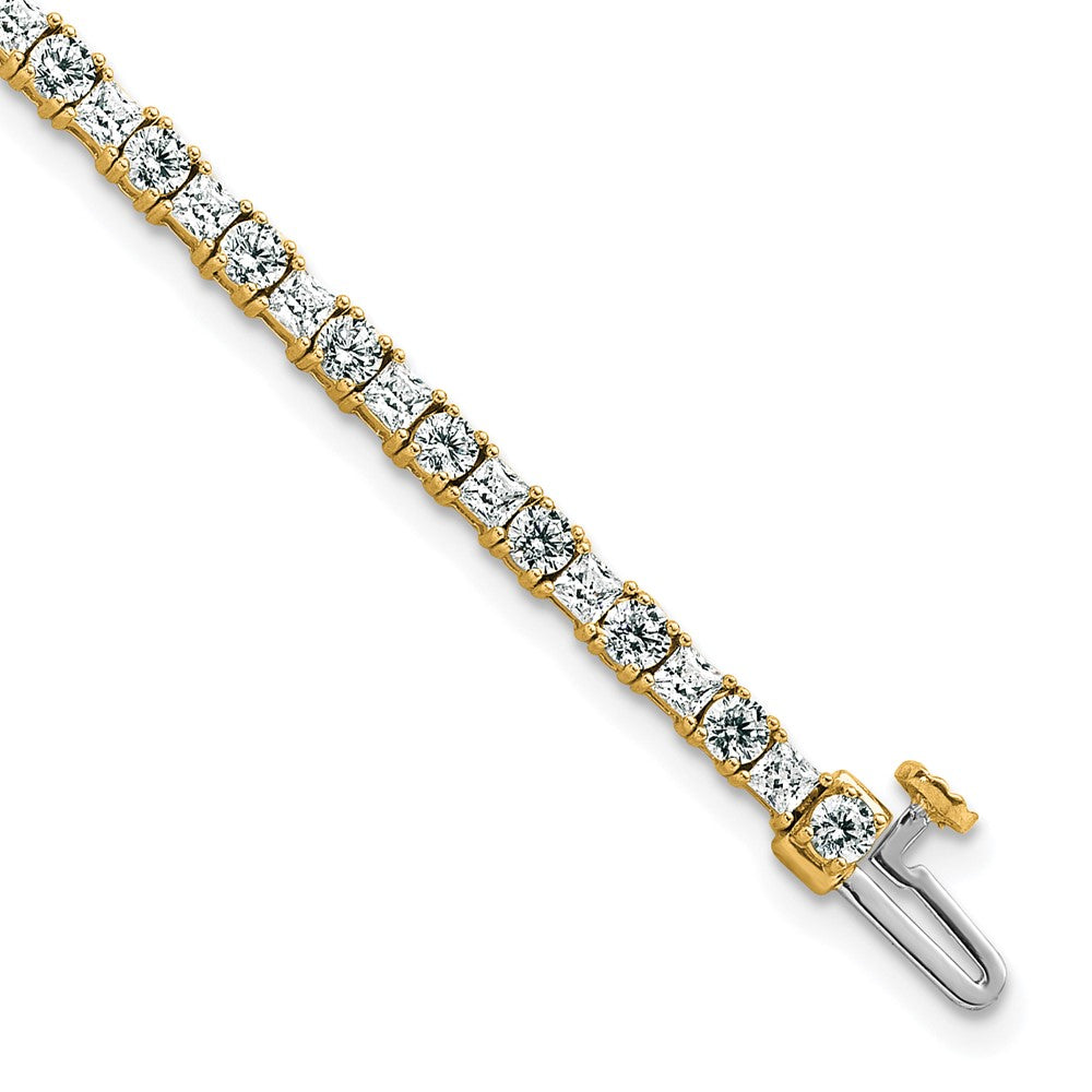 14k 5ct Lab Grown Dia VS/SI+ G+ Comp Princess/Round Tennis Bracelet