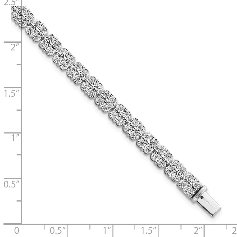 SS Rh-Plated 2ct Lab Grown Dia VS/SI+ G+ Comp Fashion Tennis Bracelet