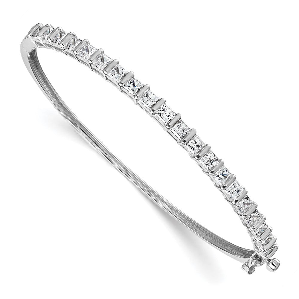 14k White Gold 3 5/8ct Lab Grown Diamond VS+ F+ Complete Hinged Bangle