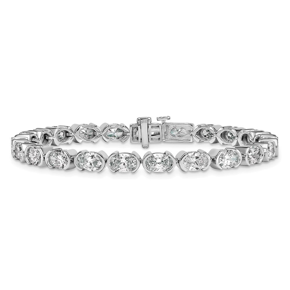 14kw 11 7/8ct Lab Grown Dia VS+ F+ Oval Half Bezel-Set 7in Comp Bracelet