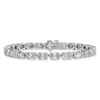 14kw 11 7/8ct Lab Grown Dia VS+ F+ Oval Half Bezel-Set 7in Comp Bracelet