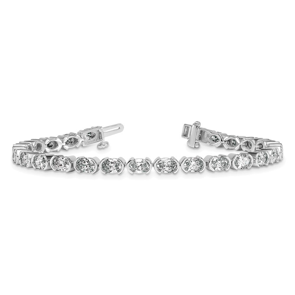 14kw 11 7/8ct Lab Grown Dia VS+ F+ Oval Half Bezel-Set 7in Comp Bracelet